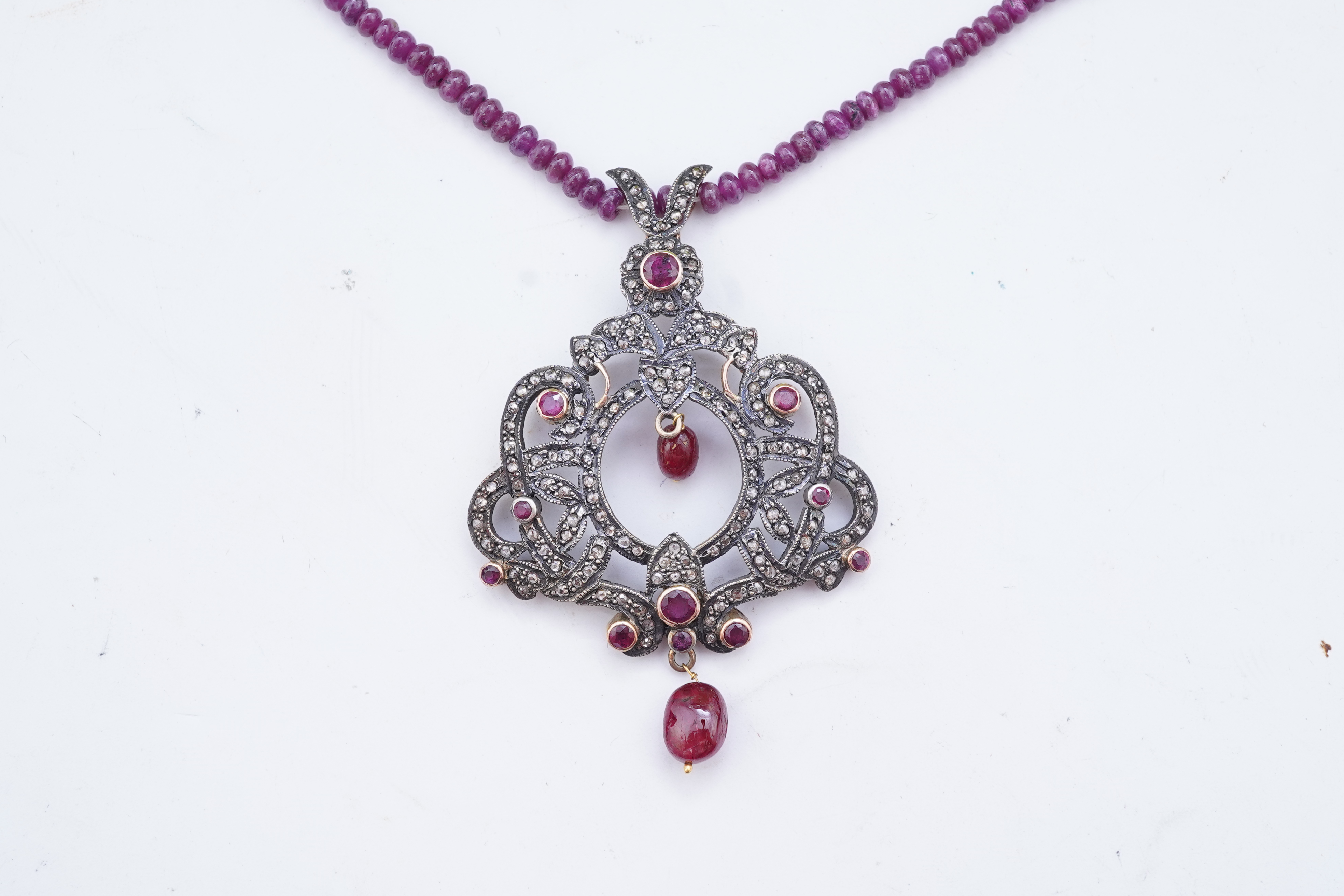 A ruby and diamond necklace